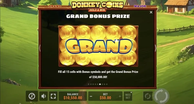 Donkey Coins Hold & Win - Mini, Minor, Major, Grand Jackpot সহ স্ক্রিন