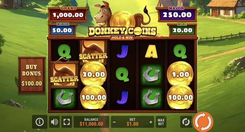 Donkey Coins Hold & Win - রিল সহ প্রধান স্ক্রিন